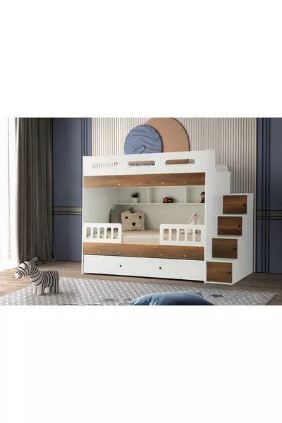 سرير بطابقين برلين / عدد 2 سرير بطانة خيزران مع مرتبة مرنة