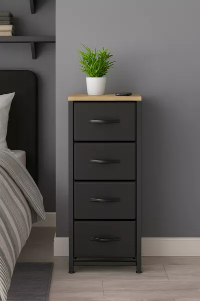 4-Drawer Dresser Bedroom Organizer Kids' Room Organizer Leather Drawer Toy Cabinet