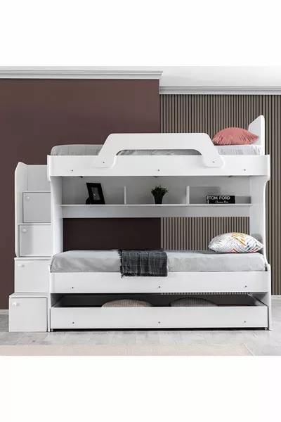 Stapelbed, Inci Yavrulu Stapelbed - Wit 2 Stuks Comfort Matras