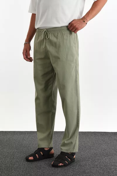 Pantalon homme Defy à coupe décontractée aspect lin