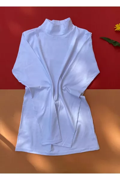 Дълъг ръкав 2-ка черна и бяла памучна дамска тениска с поло яка