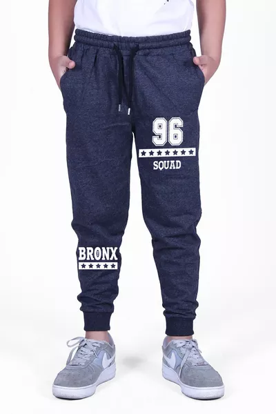Set of 3 Gray-Smoke-Black Boys' Sweatpants with Cargo Pockets and Printed Text