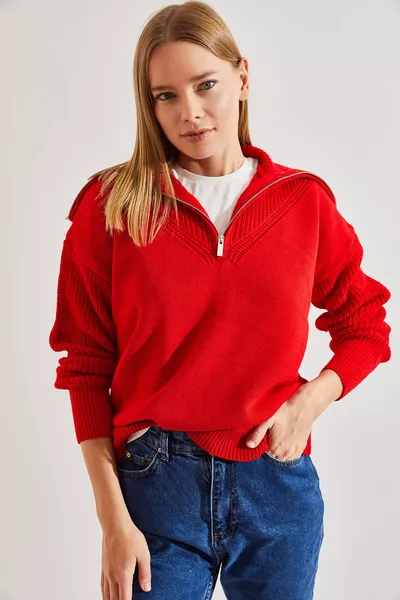 -i Dames Trui met Vissershals en Rits