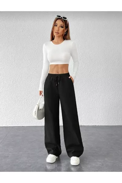 Damen Baggy-weite Jogginghose Unten Dehnbarer Bequemer Stoff