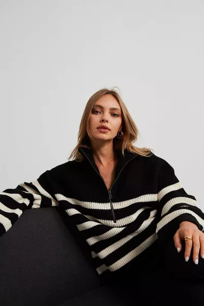 Half-Zip Fisherman Sweater Black