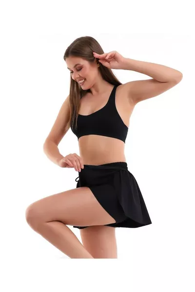 FYORA Women's Black Neoprene Fabric Custom Made Stylish Mini Sports Skort