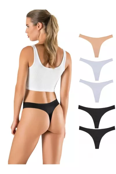 Women's Thong Panties Laser Cut No Show 5 Pieces