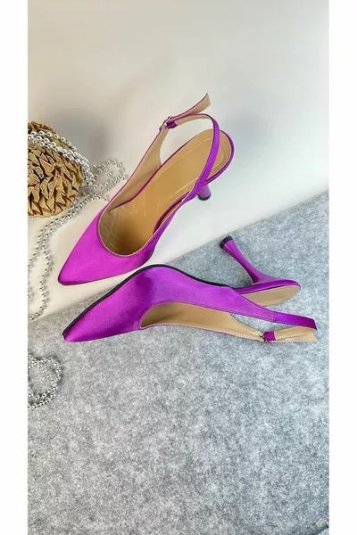 كعب ستان أرجواني 9 سم 