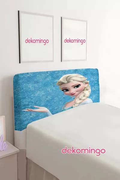 Girl Character Light Blue Patterned Bed Headboard Cover (Single)