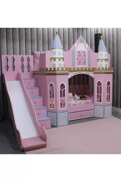 Sprookjes stapelbed met glijbaan