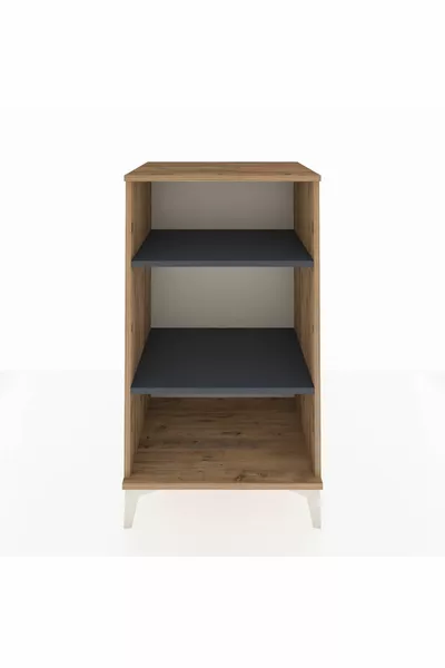 خزانة جانبية هايبرين بأرفف مزدوجة، خشب الصنوبر - أنثراسيت