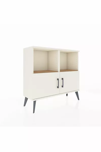 خزانة أرجس بدرجين ورفين وبابين لون حجر القمر/صنوبر