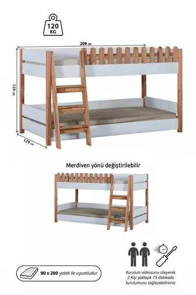 My House Деревянная двухъярусная кровать X