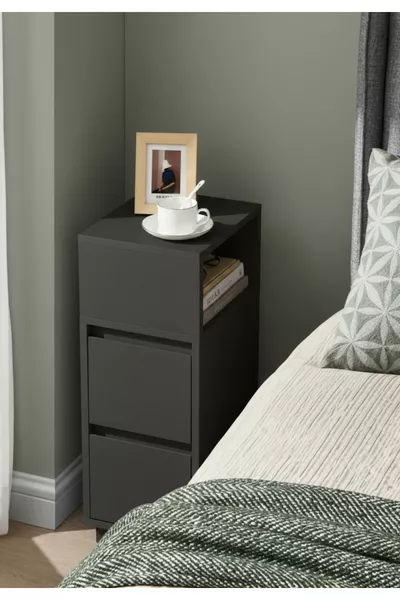 Table de chevet Alve Dar – 2 tiroirs, table d'appoint avec compartiment ouvert interchangeable pour chambre à coucher & salon M