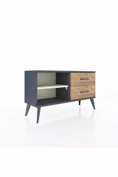 خزانة أرجس بدرجين ورف واحد، لون أنثراسيت/رملي/صنوبر