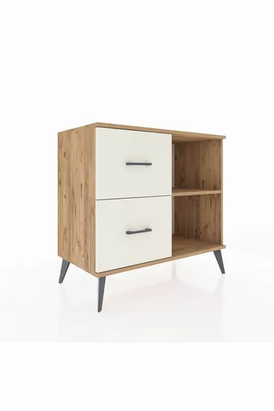 خزانة هايبرون بدرجين ورف واحد، خشب الصنوبر/رخام أيطاشي