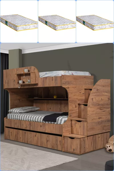 Stapbed, Aura Stapbed met Bedlade - 3 Comfort Matratzen