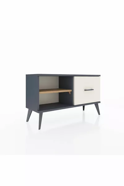 Arges Dresser Single Shelf Single Drawer Anthracite-Pine/Ayataş