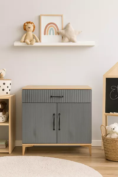 Aegean Covered Dresser | First-Class MDF Quality | REHAU Coated Doors | Wooden Legs