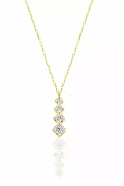 Silver Gold Gilded Zircon Stone Diamond Model Sparkle Necklace gold