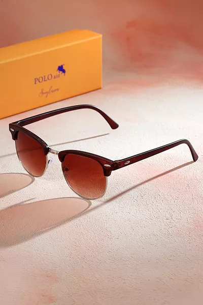 نظارات شمسية نسائية بإطار فضي بني 