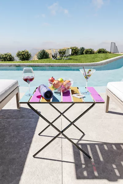 Klappbarer Campingtisch Höhenverstellbarer Holztisch Picknicktisch Balkontisch Küchentisch Bunt