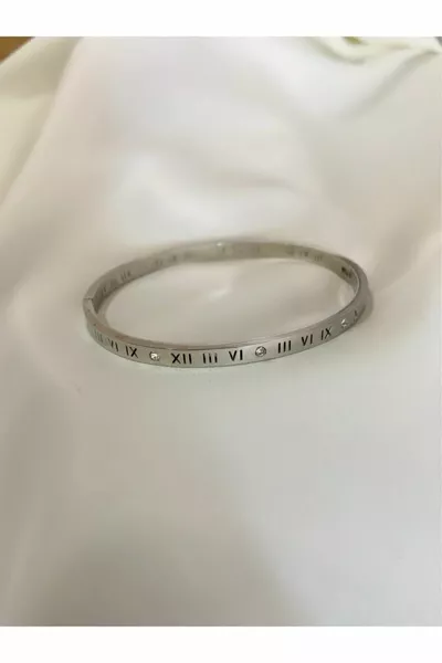 Bracciale in acciaio con numeri romani color argento