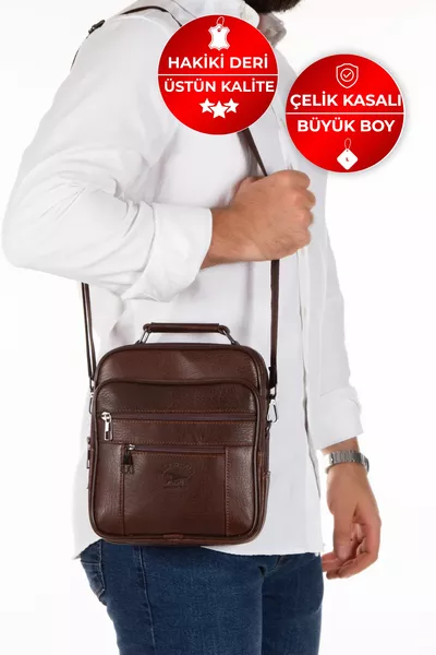 Genuine Leather Men's Handbag (BROWN) (*CM)