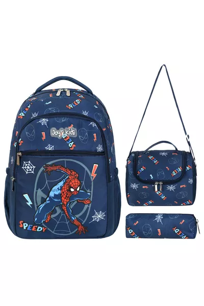 Лицензиран раница за начално училище с тема Спайдърмен, водоустойчива термална чанта за храна, комплект от 3 части