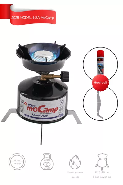 Mini réchaud de camping à gaz pour janvier, réchaud de camping pratique, gaz pour pique-nique avec allume-gaz, cadeau - Noir