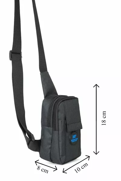 Unisex Siyah Keten Kumaş Telefon Bölmeli Çapraz Askılı Omuz Ve Bel Çantası Günlük Çanta