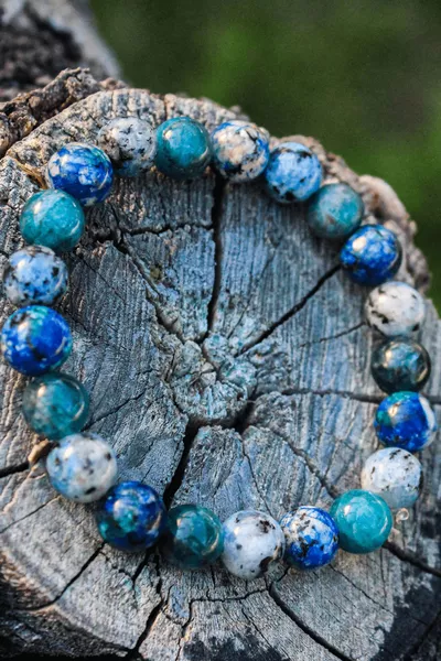 سوار التحصين من الأحجار الطبيعية للثقة بالنفس، حجم 8 ملم (أباتيت، لازوريت، حجر سوداليت) سوار تشي-زين