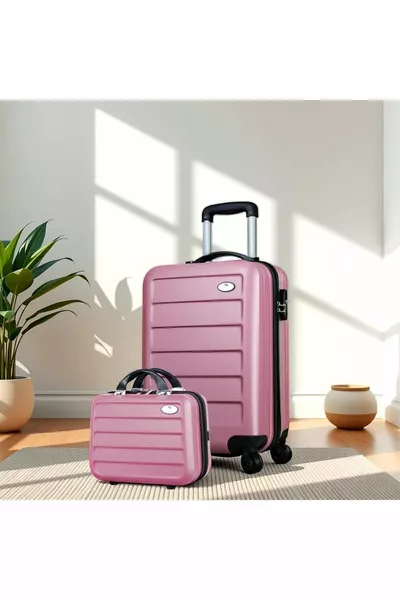 Ruby Abs Kabin Ve Makyaj Boy Rose Gold 2'li Valiz Seti
