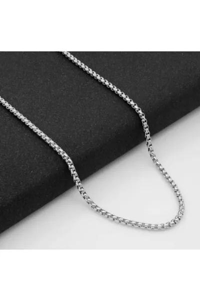 Erkek Gri Örme Model Çelik Zincir Kolye 
