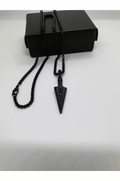 Triagle Ok Ucu Erkek Kolye Mat Siyah