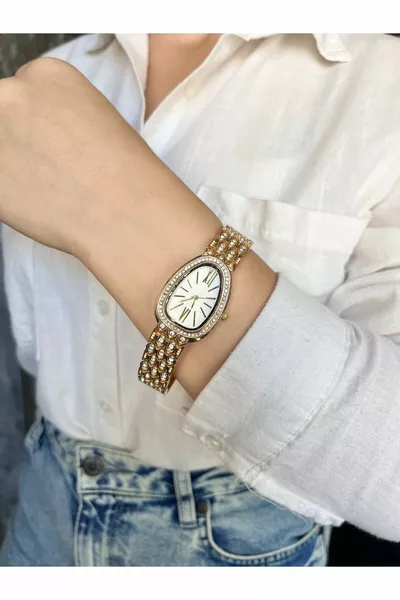 montre pour femme avec bracelet en pierre motif serpent