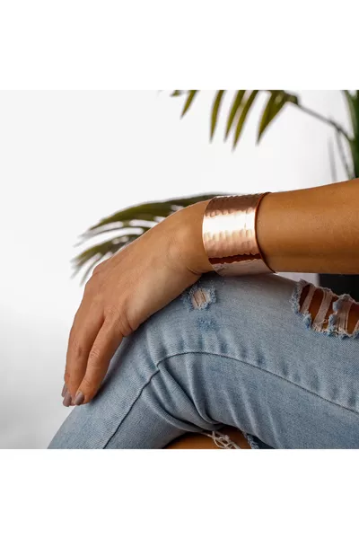 سوار من النحاس الخالص بسماكة 1 مم، إسورة من النحاس الخالص، مصنوعة يدويًا، للجنسين، قابلة للتعديل