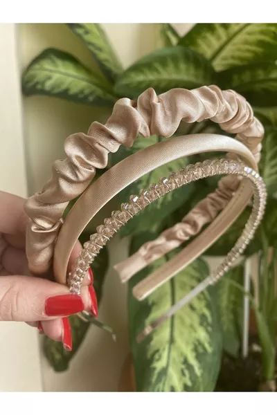 Triple satin and crystal stone crown set