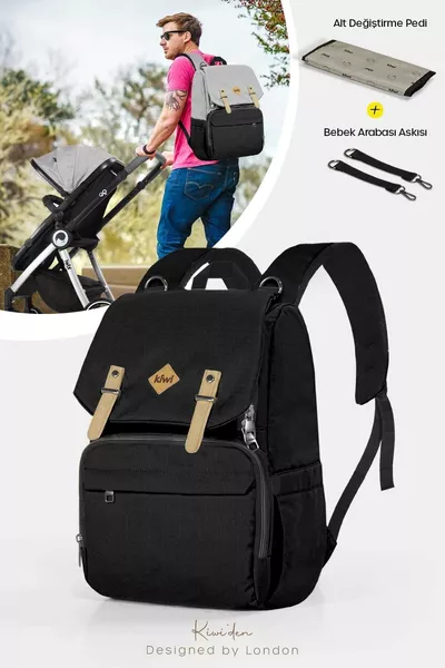 Сумка для мамы и ребенка Coolbag - сумка для ухода за ребенком - термальная, водонепроницаемая, с пеленальным ковриком - черная