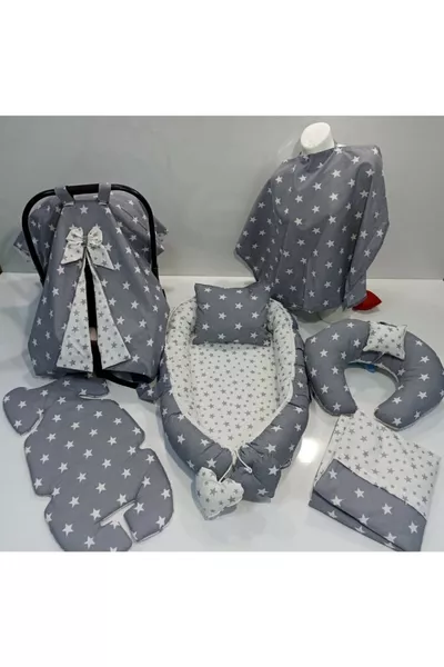 Grau-Weißer Stern 7-teiliger Neugeborenen-Oval-Haustyp-Tragesitz