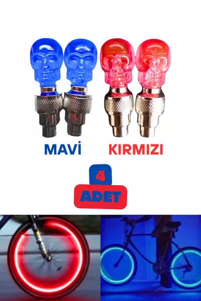 مصباح غطاء صمام الدراجة أو السيارة أو المحرك على شكل جمجمة مزود بمستشعر حركة LED مزدوج