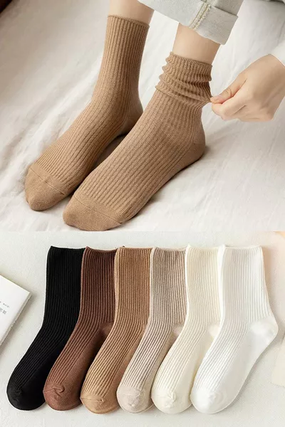 6 زوج من الجوارب النسائية الملونة بدون مطاط