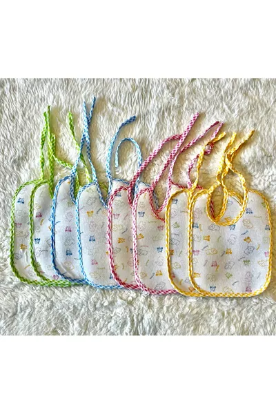 8 Bavaglini per Bambini Maschio e Femmina con Laccio, Motivi Misti, Impermeabili