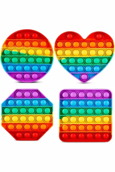 4 قطع بوب إت مربع-دائري-شكلان آخران- لعبة حسية على شكل بوب إت لتطوير الذهن