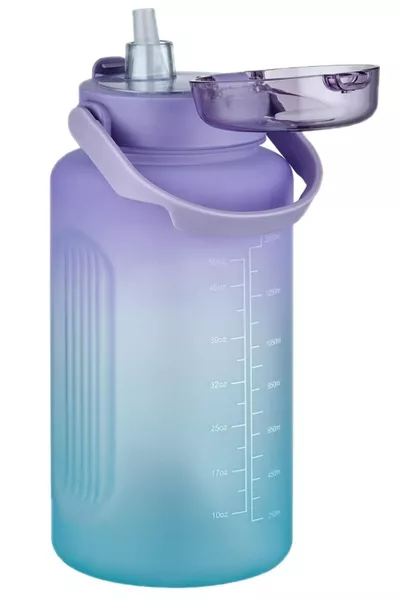 Large Size 2 Litre with/without Straw Dual Color Softtouch Motivational Water Bottle