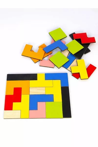 Holz-Tetris-Block-Puzzle Intelligenzspielzeug Montessori Fähigkeitenentwicklung Handfertigkeitsspielzeug