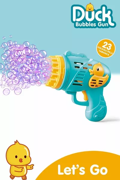 Duck Çok Delikli Pilli Köpük Atan Tabanca Oyuncağı  Delikli Bubble Gun