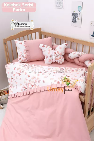 طقم غطاء سرير للأطفال، حاجز شبكي محاك، شرشف - قطن 100%