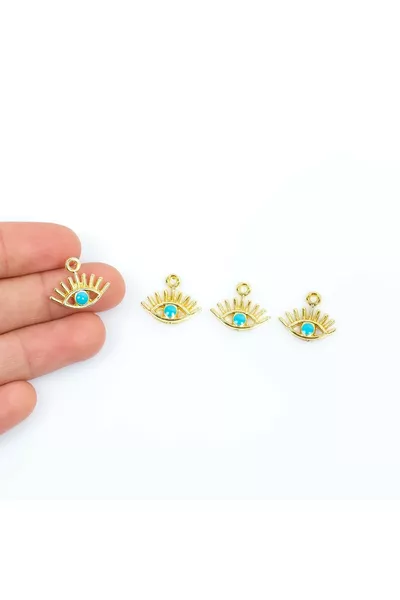 1 шт. - ювелирный элемент с глазиком, эмаль, позолота,  мм, высокое качество (не темнеет)