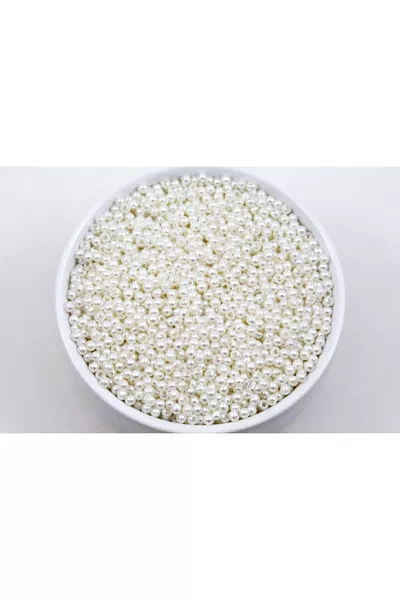  grammi - Perline di perla bianche da 3 mm, perline di plastica